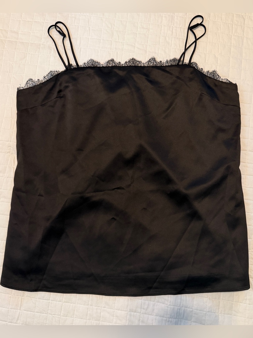 Dynamite Black Satin Lace-Trim Camisole